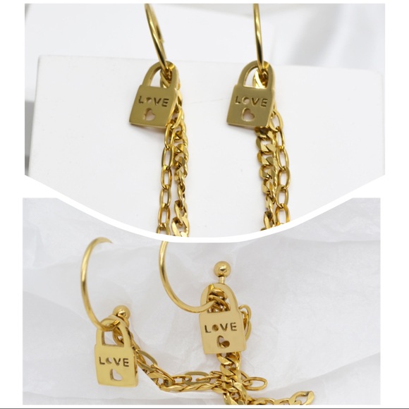 💕💕Last One💙Love Locker Golden Chain Hoops - Picture 5 of 12